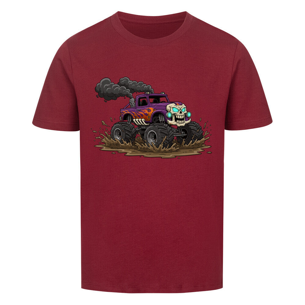 Skelett Monstertruck Bio Kinder T-Shirt - 100% Baumwolle Premium Kindermode
rot