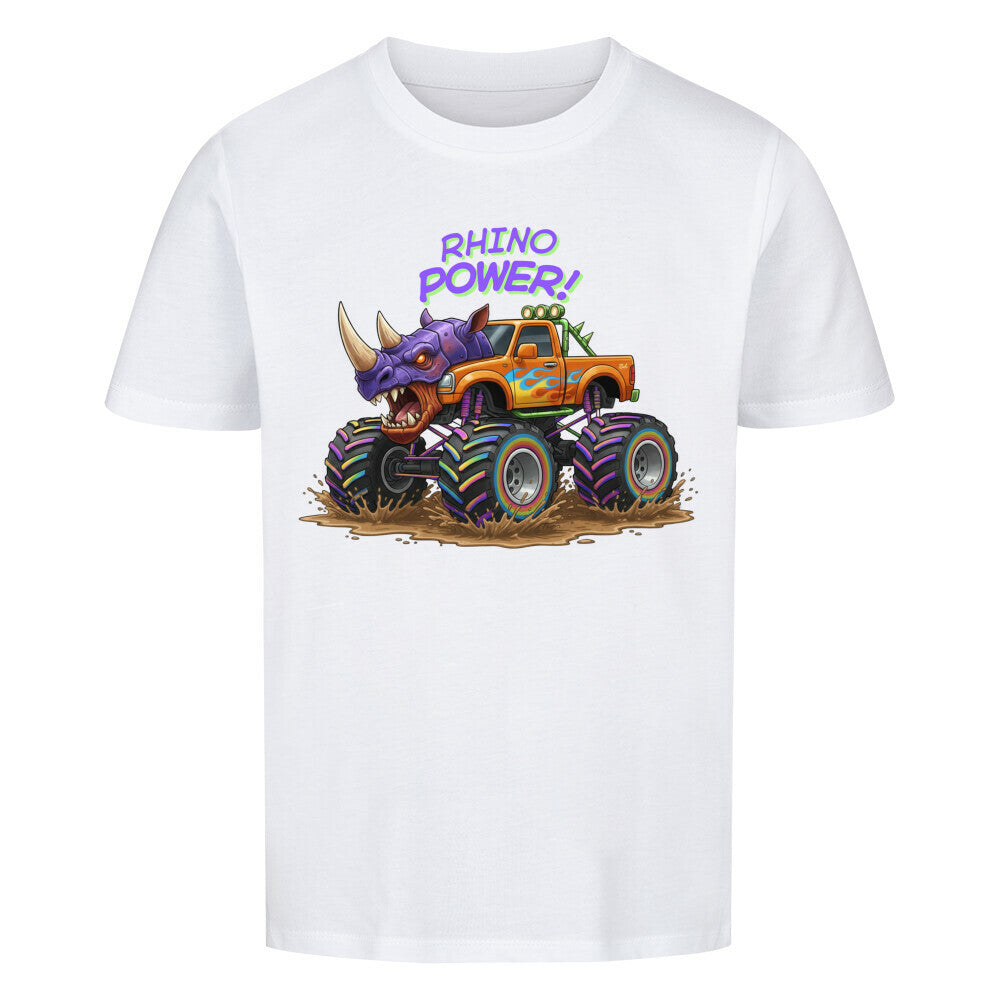 nashorn monstertruck motiv kinder shirt, cooler nashorn monstertruck Rhino power weiß