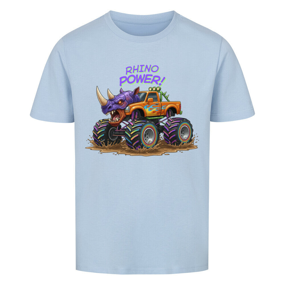 nashorn monstertruck motiv kinder shirt, cooler nashorn monstertruck Rhino power hell blau