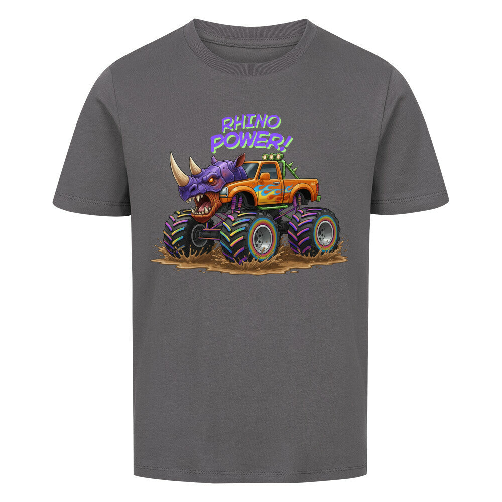 nashorn monstertruck motiv kinder shirt, cooler nashorn monstertruck Rhino power grau