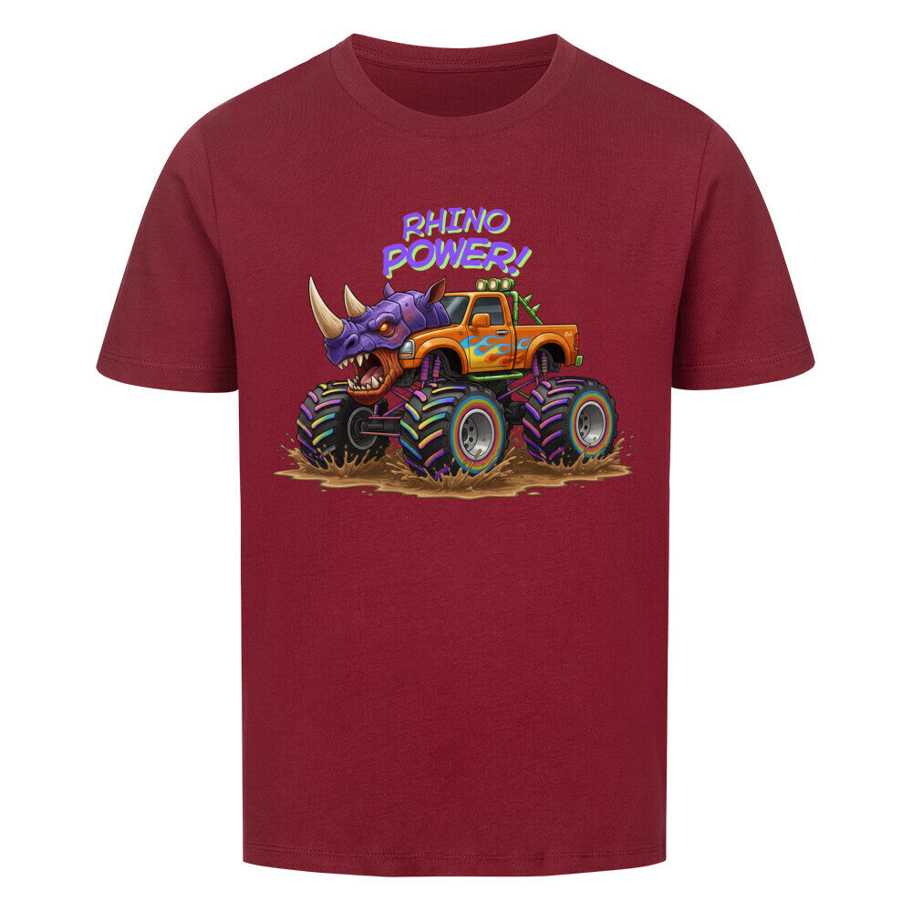 nashorn monstertruck motiv kinder shirt, cooler nashorn monstertruck Rhino power dunkel rot