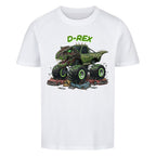 D-Rex dinosaurier monstertruck motiv kinder bio baumwolle shirt, für coole kids jungs weiß