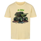 D-Rex dinosaurier monstertruck motiv kinder bio baumwolle shirt, für coole kids jungs beige