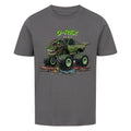 D-Rex dinosaurier monstertruck motiv kinder bio baumwolle shirt, für coole kids jungs grau
