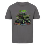 D-Rex dinosaurier monstertruck motiv kinder bio baumwolle shirt, für coole kids jungs grau