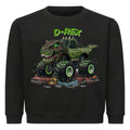 D-REX dinosaurier monstertruck motiv auf einem kinder shirt, mega cooles abenteuer schwarz