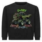 D-REX dinosaurier monstertruck motiv auf einem kinder shirt, mega cooles abenteuer schwarz