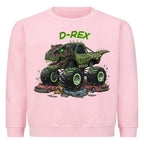 D-REX dinosaurier monstertruck motiv auf einem kinder shirt, mega cooles abenteuer pink rosa