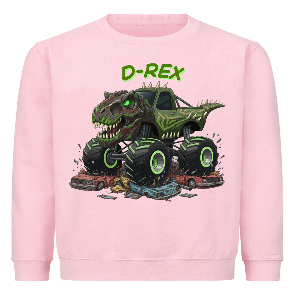 D-REX dinosaurier monstertruck motiv auf einem kinder shirt, mega cooles abenteuer pink rosa