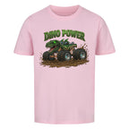 dinosaurier t-rex monstertruck dino power motiv auf kinder jungen shirt bio baumwolle pink