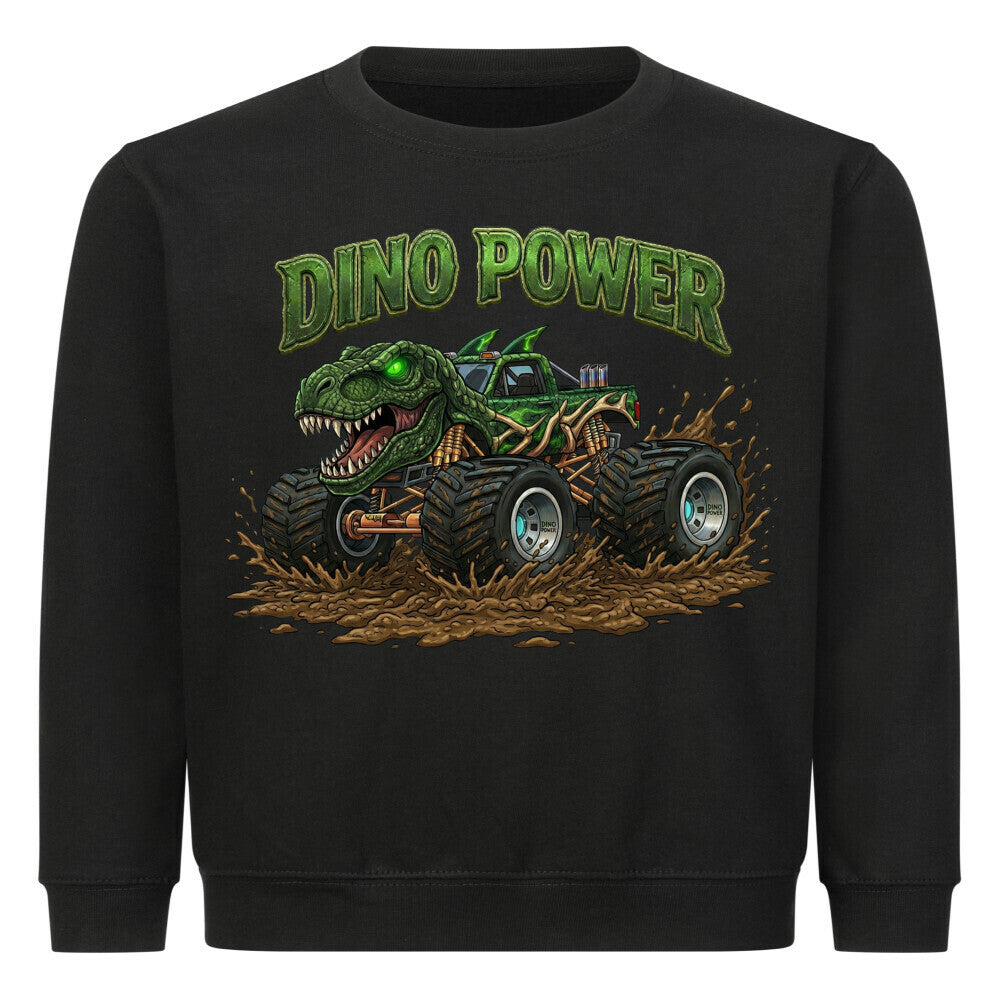 Dino T-Rex Monstertruck motiv kinder jungen pullover bio baumwolle, Dino Power schwarz