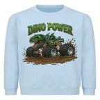 Dino T-Rex Monstertruck motiv kinder jungen pullover bio baumwolle, Dino Power Hell Blau