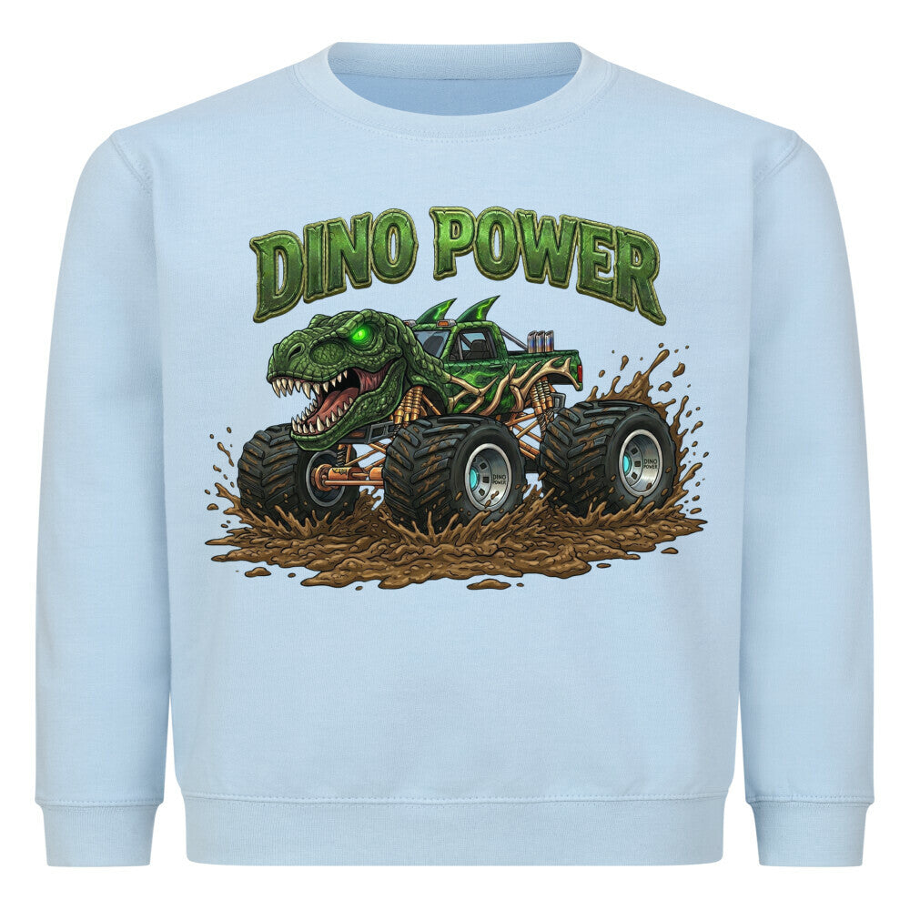 Dino T-Rex Monstertruck motiv kinder jungen pullover bio baumwolle, Dino Power Hell Blau