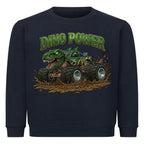 Dino T-Rex Monstertruck motiv kinder jungen pullover bio baumwolle, Dino Power dunkel blau navy