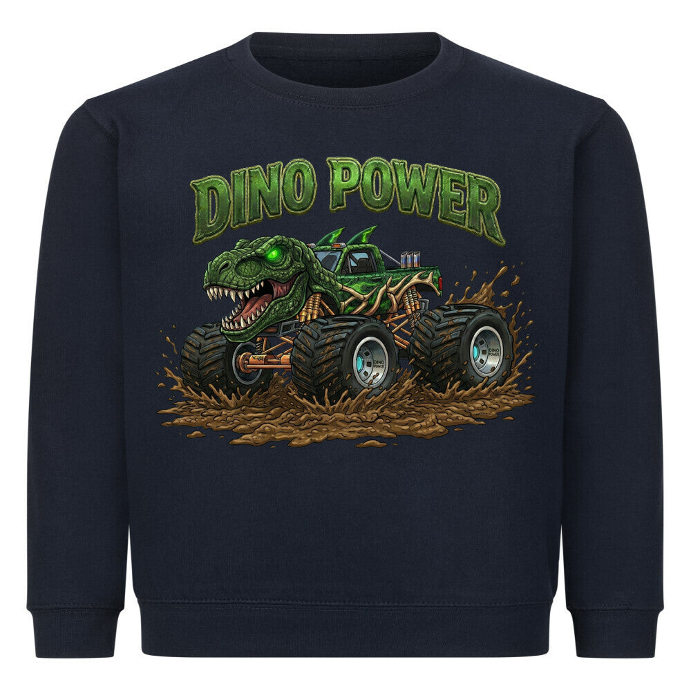 Dino T-Rex Monstertruck motiv kinder jungen pullover bio baumwolle, Dino Power dunkel blau navy