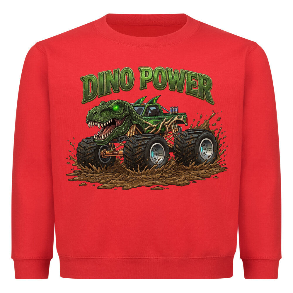 Dino T-Rex Monstertruck motiv kinder jungen pullover bio baumwolle, Dino Power rot