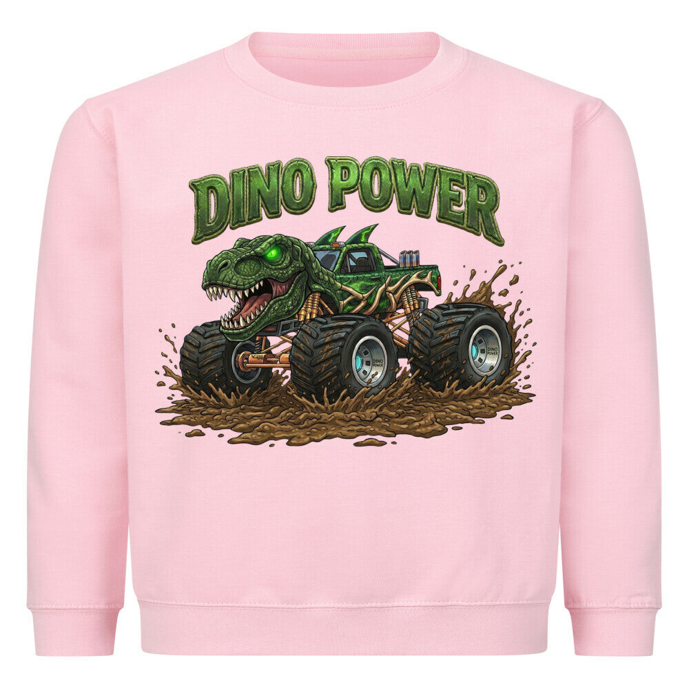 Dino T-Rex Monstertruck motiv kinder jungen pullover bio baumwolle, Dino Power pink