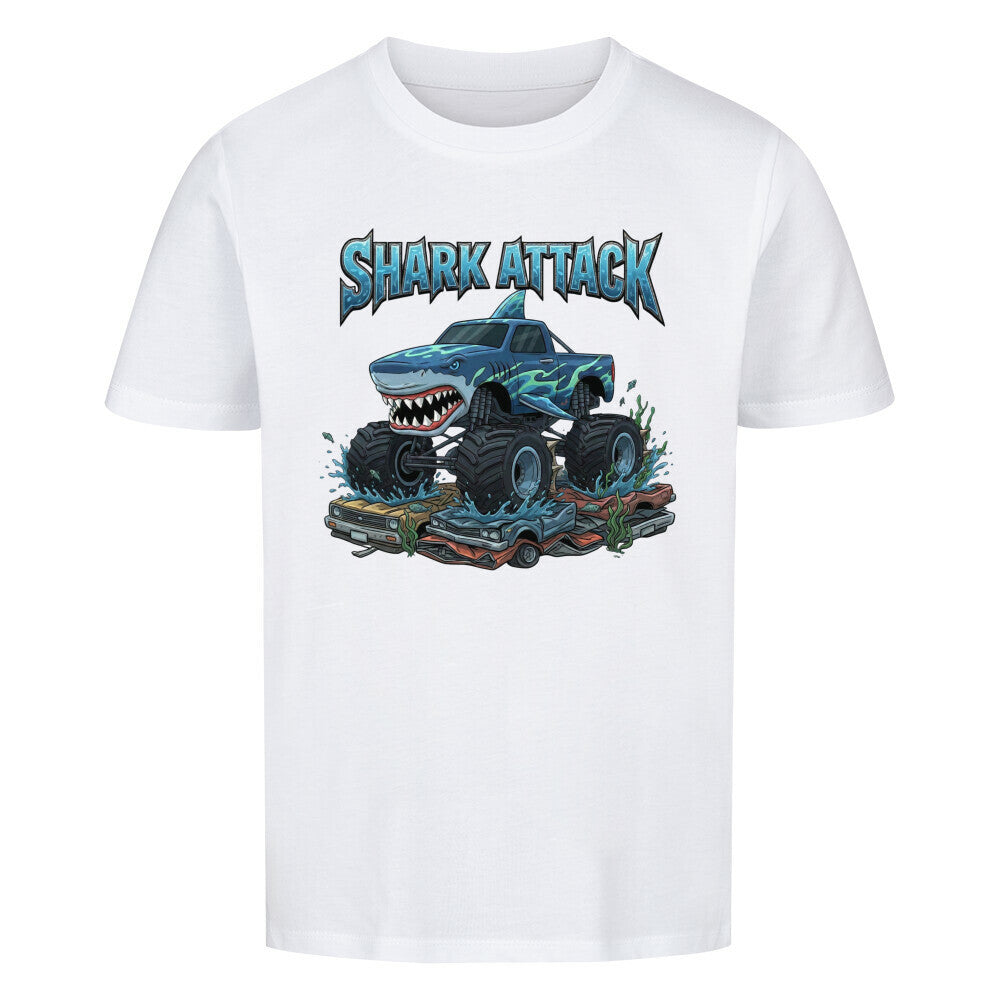 Shark Hai Monstertruck Shark Attack motiv kinder t-shirt 100% Baumwolle weiß