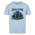 Shark Hai Monstertruck Shark Attack motiv kinder t-shirt 100% Baumwolle hell blau