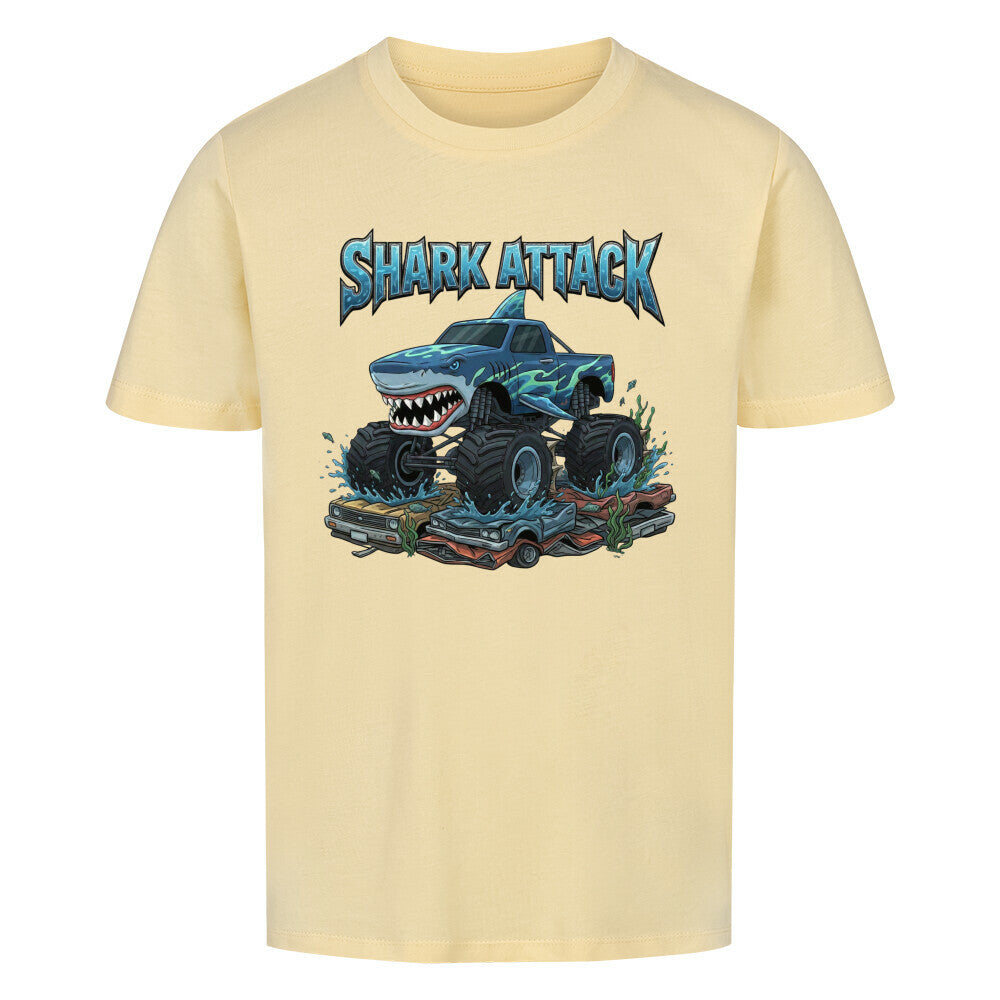 Shark Hai Monstertruck Shark Attack motiv kinder t-shirt 100% Baumwolle beige