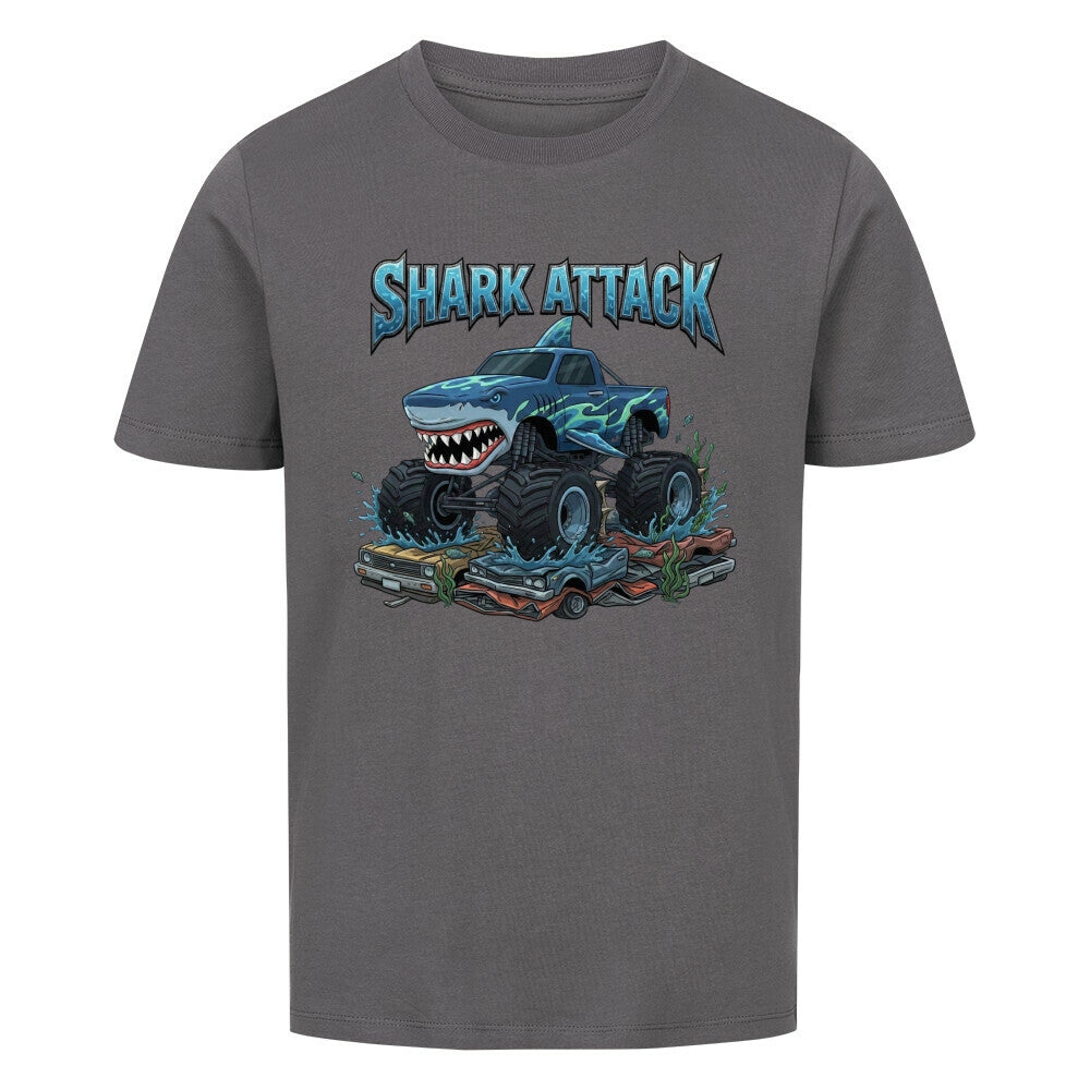 Shark Hai Monstertruck Shark Attack motiv kinder t-shirt 100% Baumwolle grau