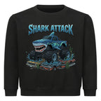 Shark Hai Monstertruck motiv mit cooler schrift Shark Attack kinder baumwolle pullover sweatshirt schwarz