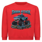 Shark Hai Monstertruck motiv mit cooler schrift Shark Attack kinder baumwolle pullover sweatshirt rot