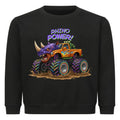 Rhino nashorn power motiv auf kinder pullover sweatshirt cool für kids baumwolle schwarz