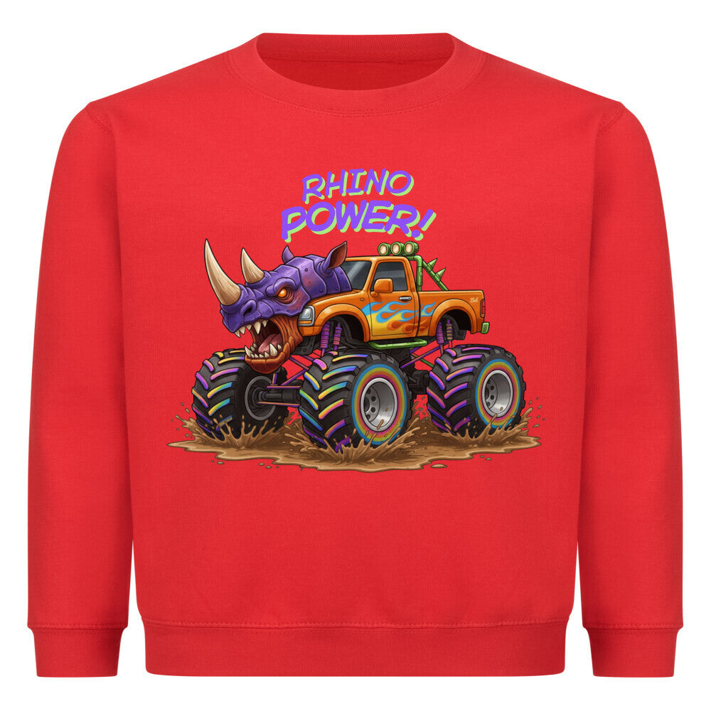 Rhino nashorn power motiv auf kinder pullover sweatshirt cool für kids baumwolle rot