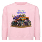 Rhino nashorn power motiv auf kinder pullover sweatshirt cool für kids baumwolle pink rosa