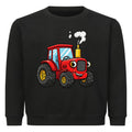 Bauernhof Traktor Motiv auf Kinder Pullover Sweatshirt schwarz