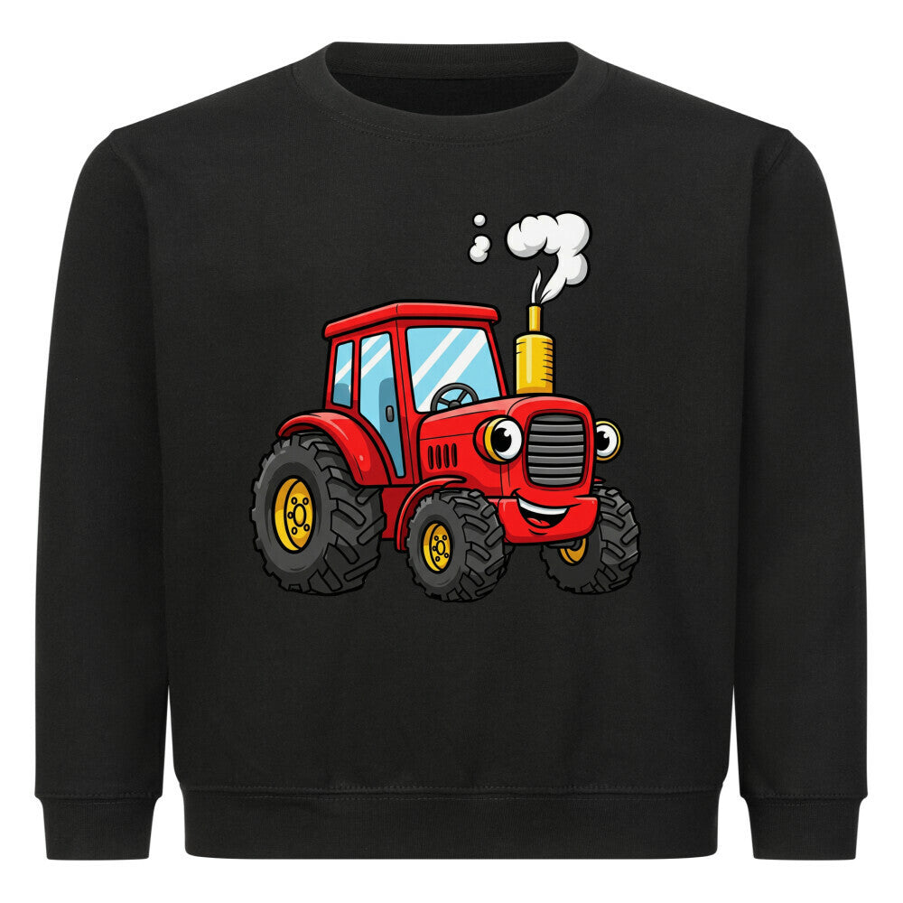 Bauernhof Traktor Motiv auf Kinder Pullover Sweatshirt schwarz