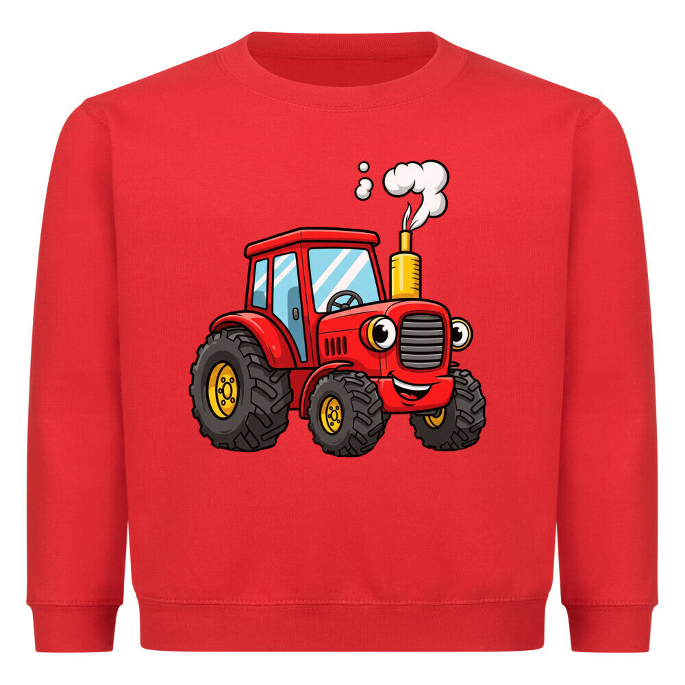 Bauernhof Traktor Motiv auf Kinder Pullover Sweatshirt rot