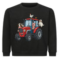 Kinder Sweatshirt mit Traktor und Bauernhof-Tiere Motiv, Bio-Baumwolle schwarz