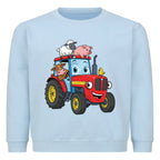 Kinder Sweatshirt mit Traktor-Motiv in French Navy, Baumwolle, OEKO-TEX zertifiziert babyblau