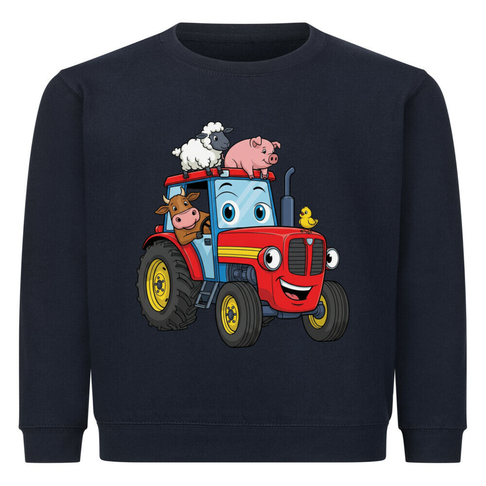 Kinder Sweatshirt mit Traktor-Motiv in French Navy, Baumwolle, OEKO-TEX zertifiziert dunkel blau
