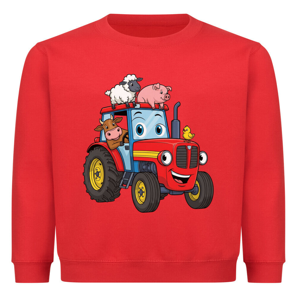 Kinder Sweatshirt mit Traktor-Motiv in French Navy, Baumwolle, OEKO-TEX zertifiziert rot