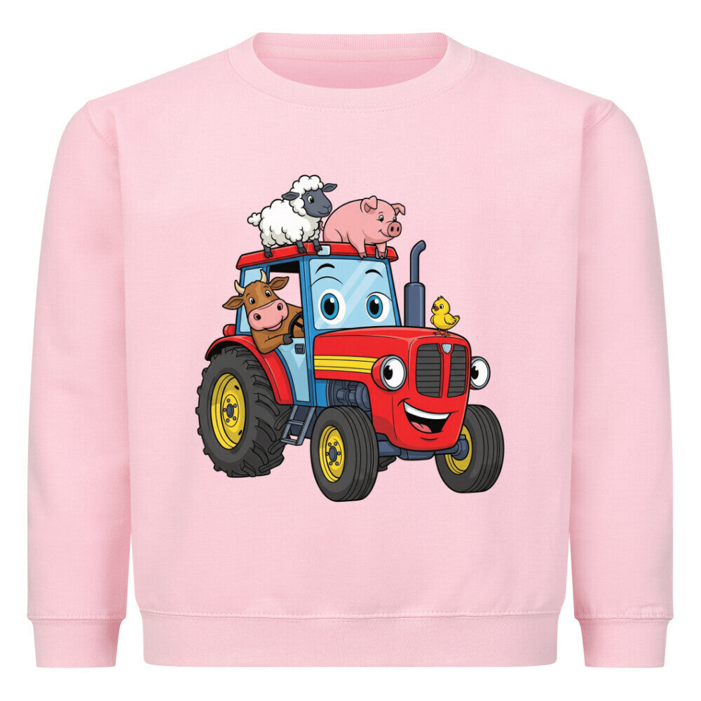Kinder Sweatshirt mit Traktor-Motiv in French Navy, Baumwolle, OEKO-TEX zertifiziert pink rosa