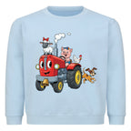 schöner traktor mit bauernof tiere motiv auf kinder pullover sweatshirt, baumwolle babyblau