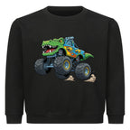 cooler t-rex dino monstertruck motiv auf kinder pullover sweatshirt angenehme baumwolle schwarz