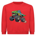 cooler t-rex dino monstertruck motiv auf kinder pullover sweatshirt angenehme baumwolle rot