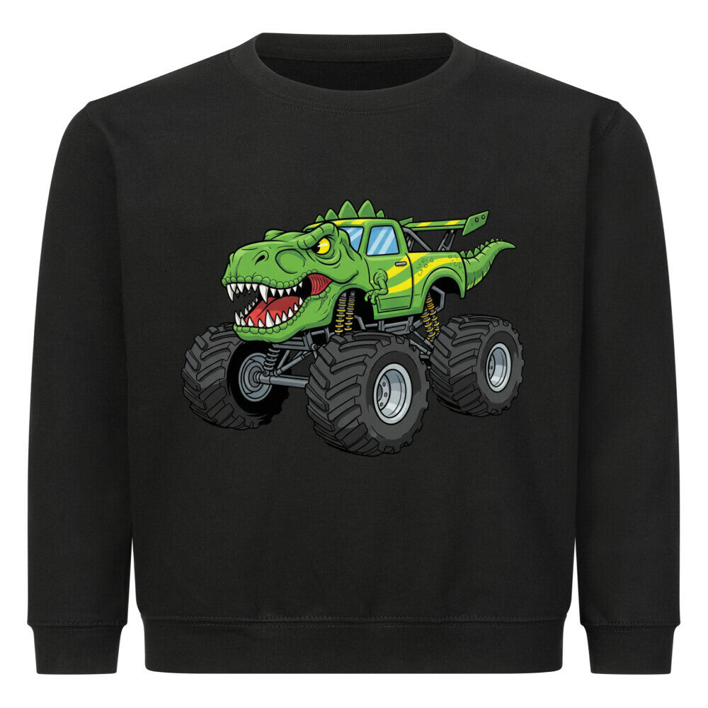 t-rex dinosaurier monstertruck motiv auf kinder pullover sweatshirt angenehme baumwolle schwarz