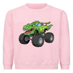 t-rex dinosaurier monstertruck motiv auf kinder pullover sweatshirt angenehme baumwolle pink rosa