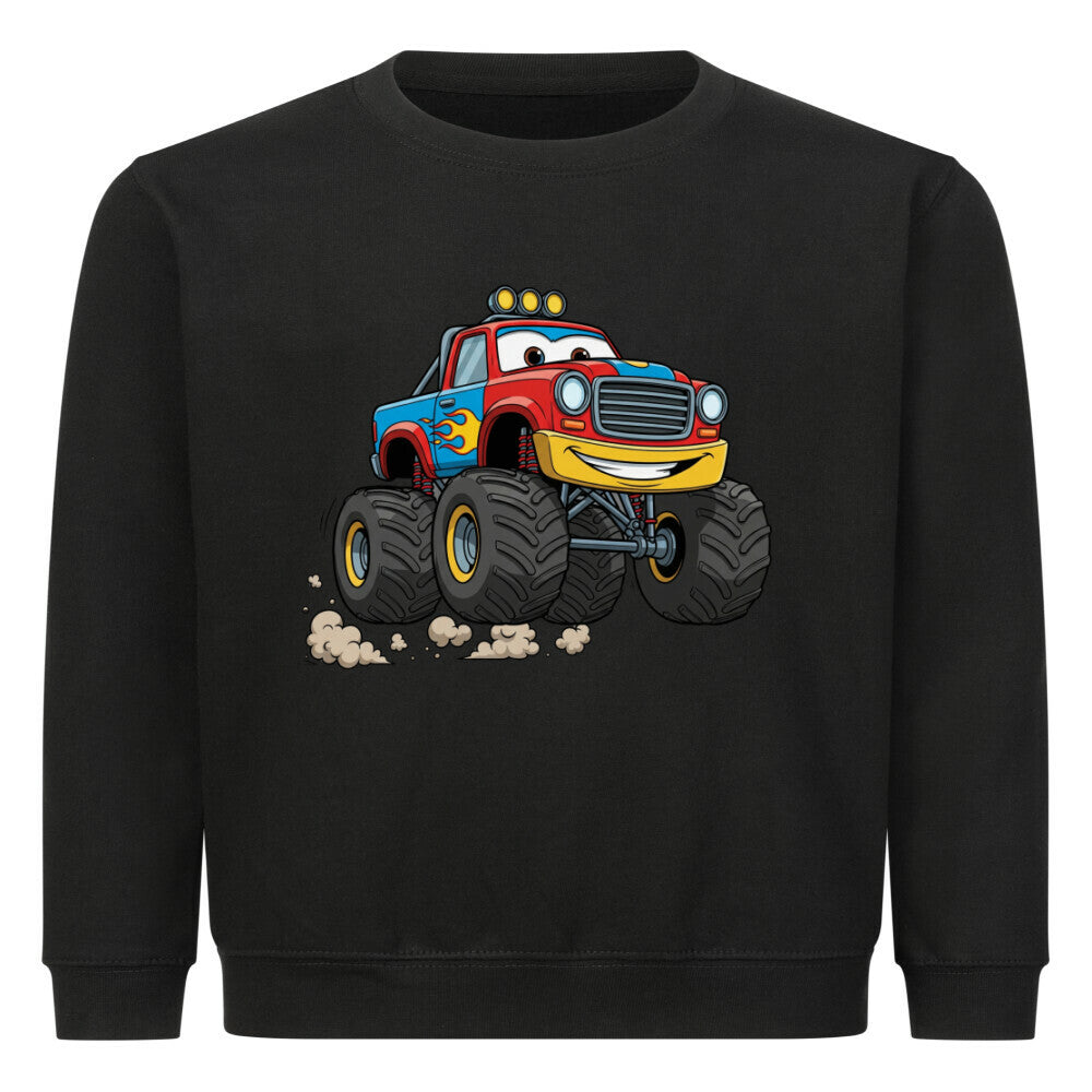 cooler monstertruck motiv auf kinder pullover sweatshirt angenehme baumwolle schwarz
