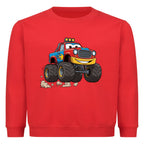 cooler monstertruck motiv auf kinder pullover sweatshirt angenehme baumwolle rot
