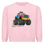 cooler monstertruck motiv auf kinder pullover sweatshirt angenehme baumwolle pink rosa