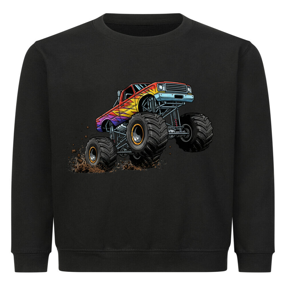 Kinder Pullover mit Monstertruck-Motiv  – Baumwolle Sweatshirt mit coolem Design schwarz