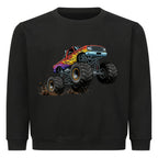 Kinder Pullover mit Monstertruck-Motiv  – Baumwolle Sweatshirt mit coolem Design schwarz