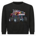 Kinder Pullover mit Cartoon-Monstertruck-Motiv – Baumwolle Sweatshirt schwarz