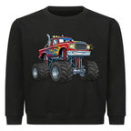 Kinder Pullover mit Cartoon-Monstertruck-Motiv – Baumwolle Sweatshirt schwarz